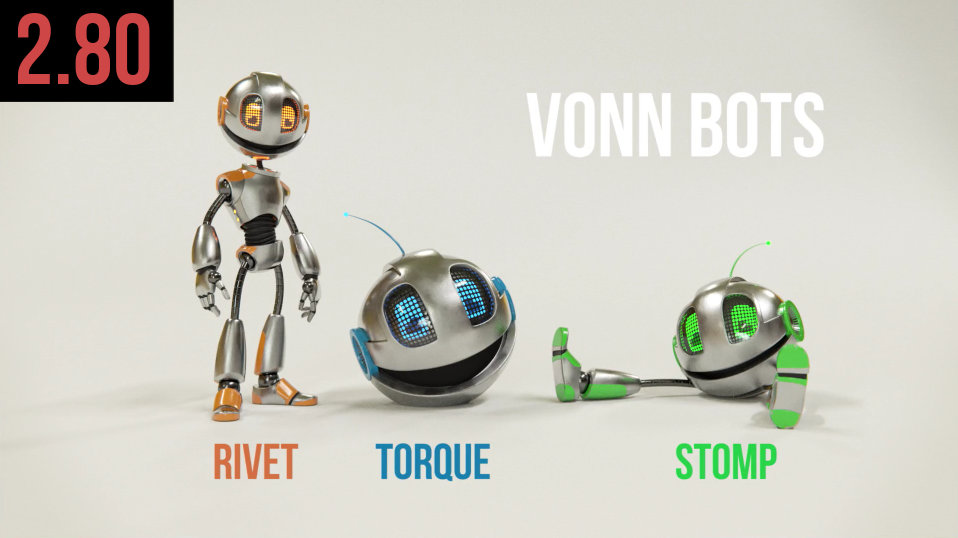Download our Ready-to-Use Animation Rigs “VonnBots” (now Blender 2.8 Beta Compatible!)