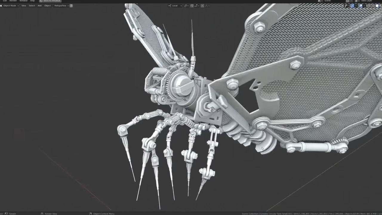 Mechanical fly in Blender