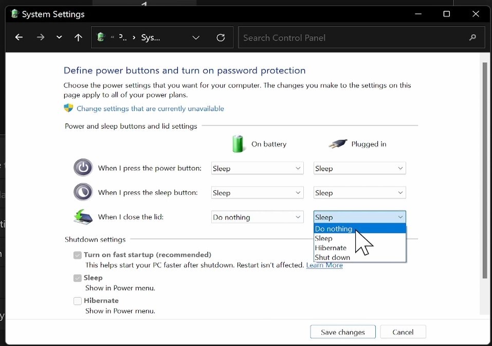 Laptop Battery Settings for Movink 13
