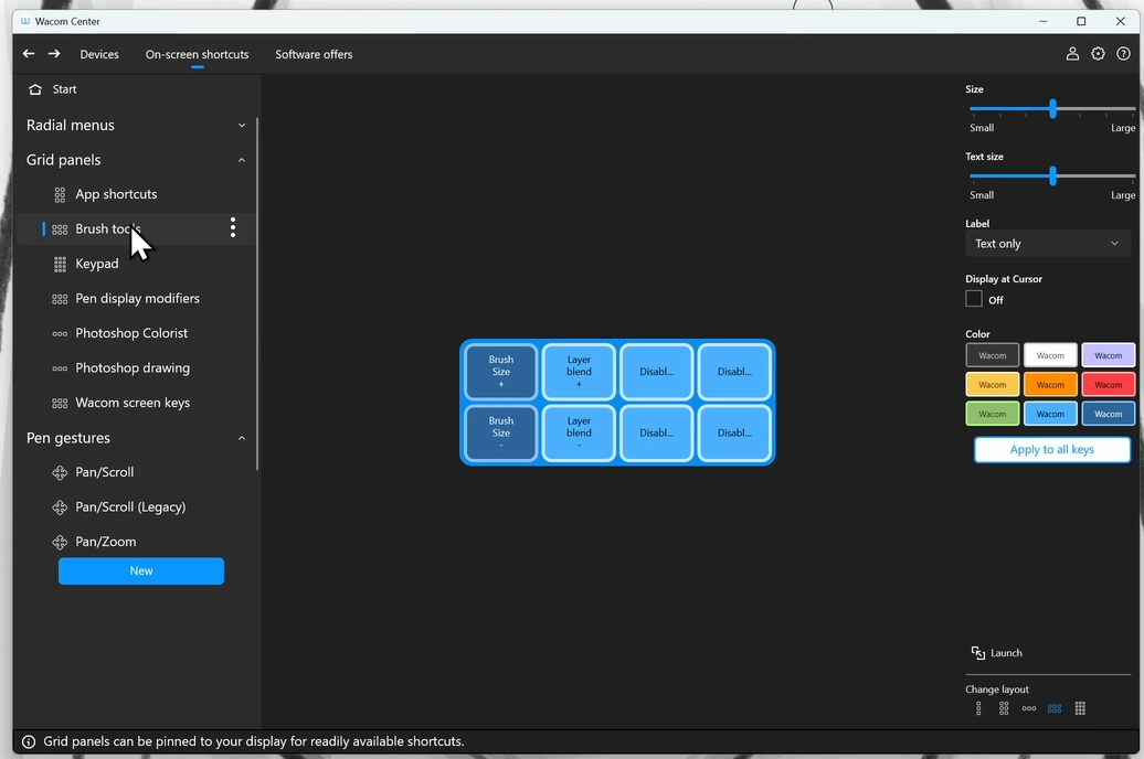 Wacom Center Grid Panels